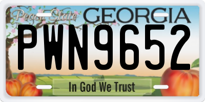 GA license plate PWN9652