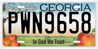 GA license plate PWN9658