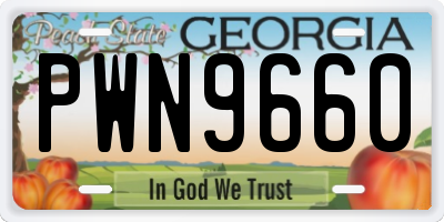 GA license plate PWN9660