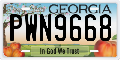 GA license plate PWN9668
