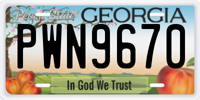 GA license plate PWN9670