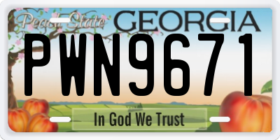 GA license plate PWN9671