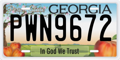 GA license plate PWN9672