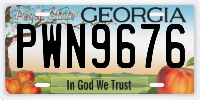 GA license plate PWN9676