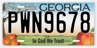 GA license plate PWN9678