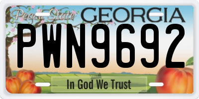 GA license plate PWN9692