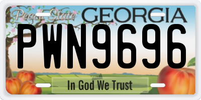 GA license plate PWN9696