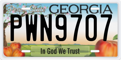 GA license plate PWN9707