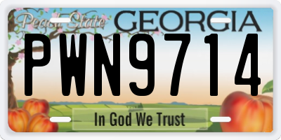 GA license plate PWN9714