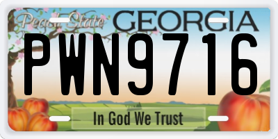 GA license plate PWN9716