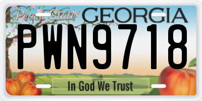 GA license plate PWN9718