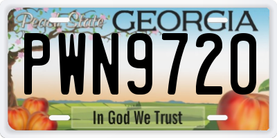 GA license plate PWN9720