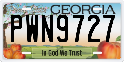 GA license plate PWN9727