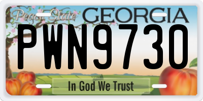 GA license plate PWN9730