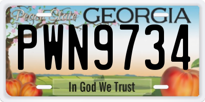 GA license plate PWN9734