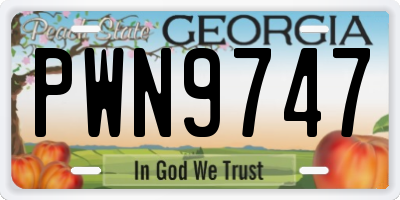 GA license plate PWN9747