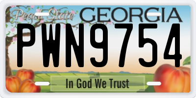 GA license plate PWN9754