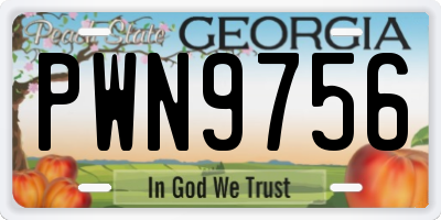 GA license plate PWN9756