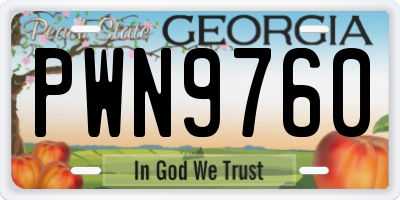 GA license plate PWN9760