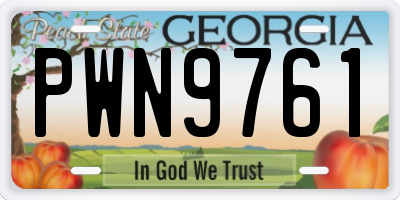 GA license plate PWN9761