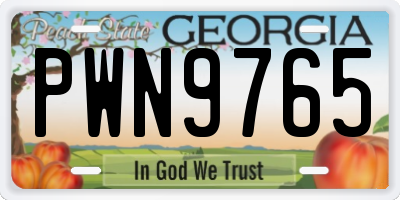 GA license plate PWN9765