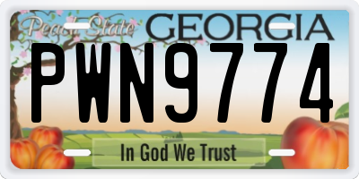 GA license plate PWN9774