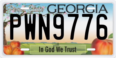 GA license plate PWN9776