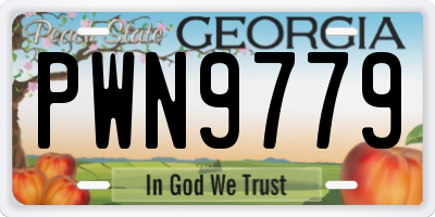 GA license plate PWN9779