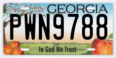 GA license plate PWN9788