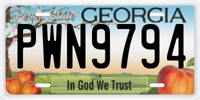 GA license plate PWN9794