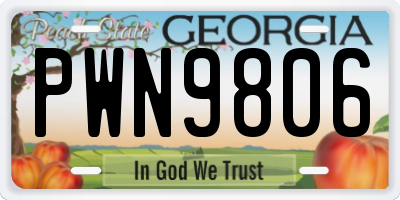 GA license plate PWN9806