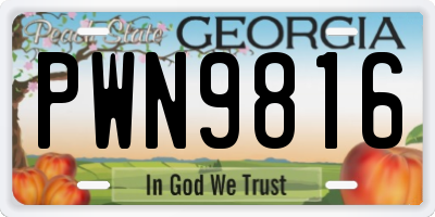 GA license plate PWN9816