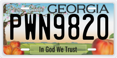 GA license plate PWN9820