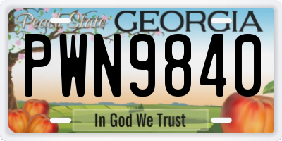 GA license plate PWN9840