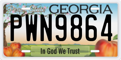 GA license plate PWN9864