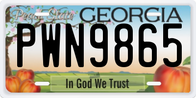 GA license plate PWN9865