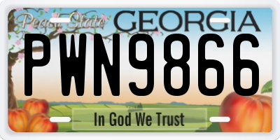 GA license plate PWN9866