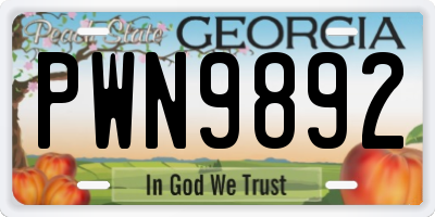 GA license plate PWN9892