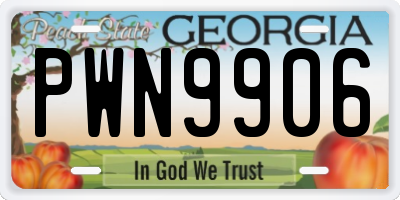 GA license plate PWN9906