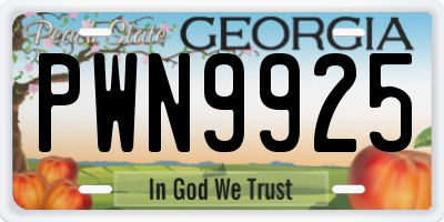 GA license plate PWN9925