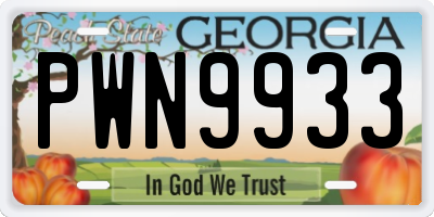 GA license plate PWN9933