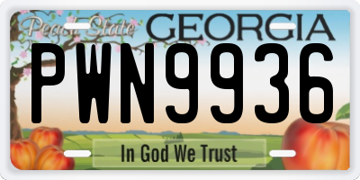 GA license plate PWN9936