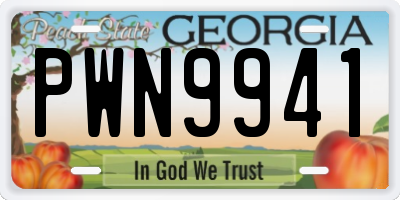 GA license plate PWN9941