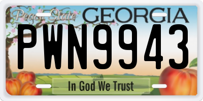 GA license plate PWN9943