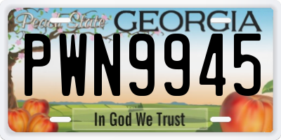 GA license plate PWN9945