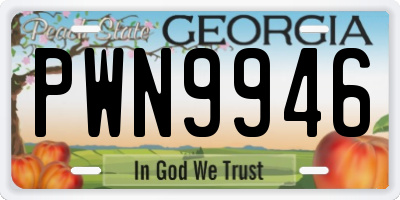 GA license plate PWN9946