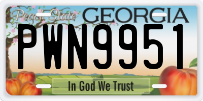 GA license plate PWN9951