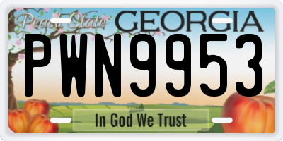 GA license plate PWN9953