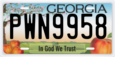 GA license plate PWN9958