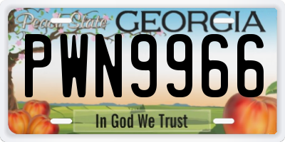 GA license plate PWN9966